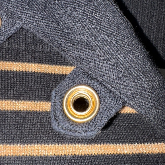 Lauren Ralph Lauren Black and Gold Striped Cowl Neck Sweater - Picture 5 of 6